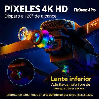 FlyDrone 4 Pro - Dron Con Camara 4k + Ebook de Regalo