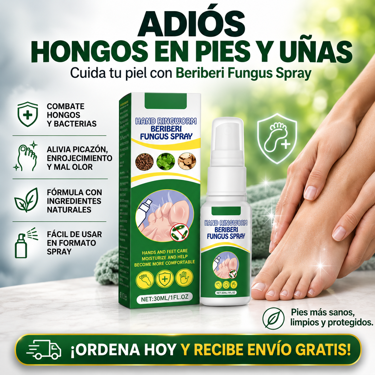Spray para pies FunjiClean™ -  - ¡Adiós mal olor y Hongos!