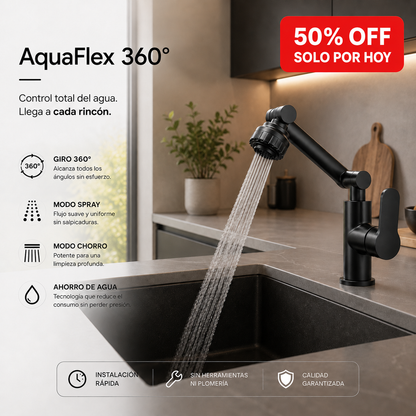AquaFlex 360° - Grifo con Rotación 360 Multifuncional - 50% OFF SOLO POR HOY