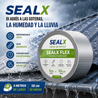 SealX - Cinta Tapa Gotera De Butilo 10cm X 5mts