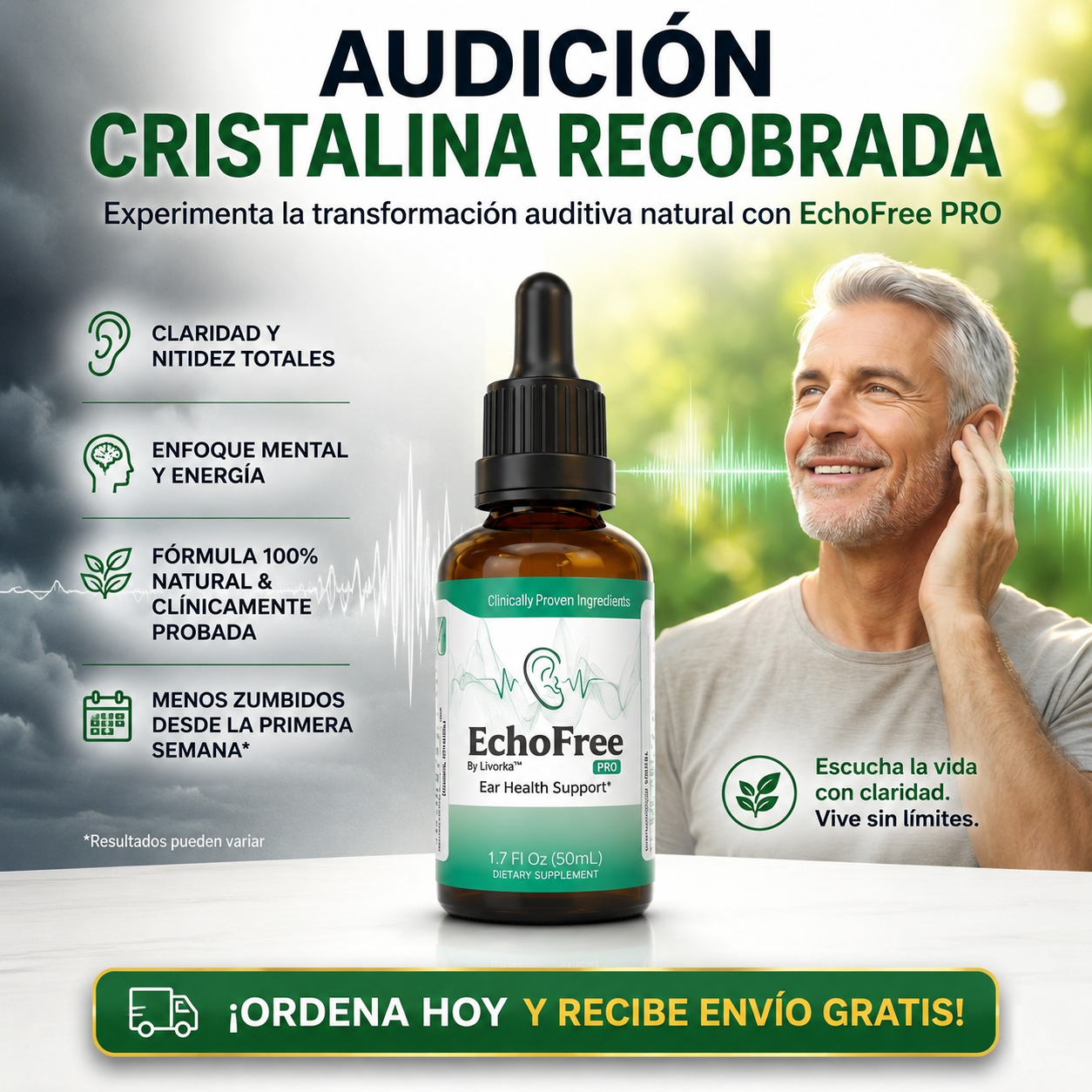 EchoFree™  Edicion Limitada - La solución definitiva a los ruidos en tus oídos