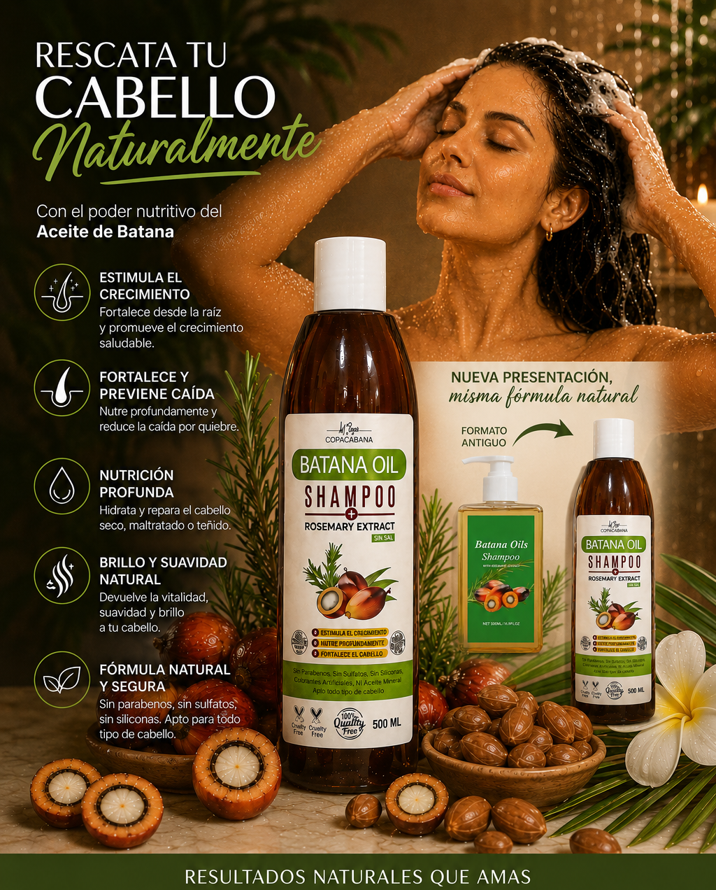 Shampoo Batana Oil 500ml - - El secreto natural para un cabello abundante.
