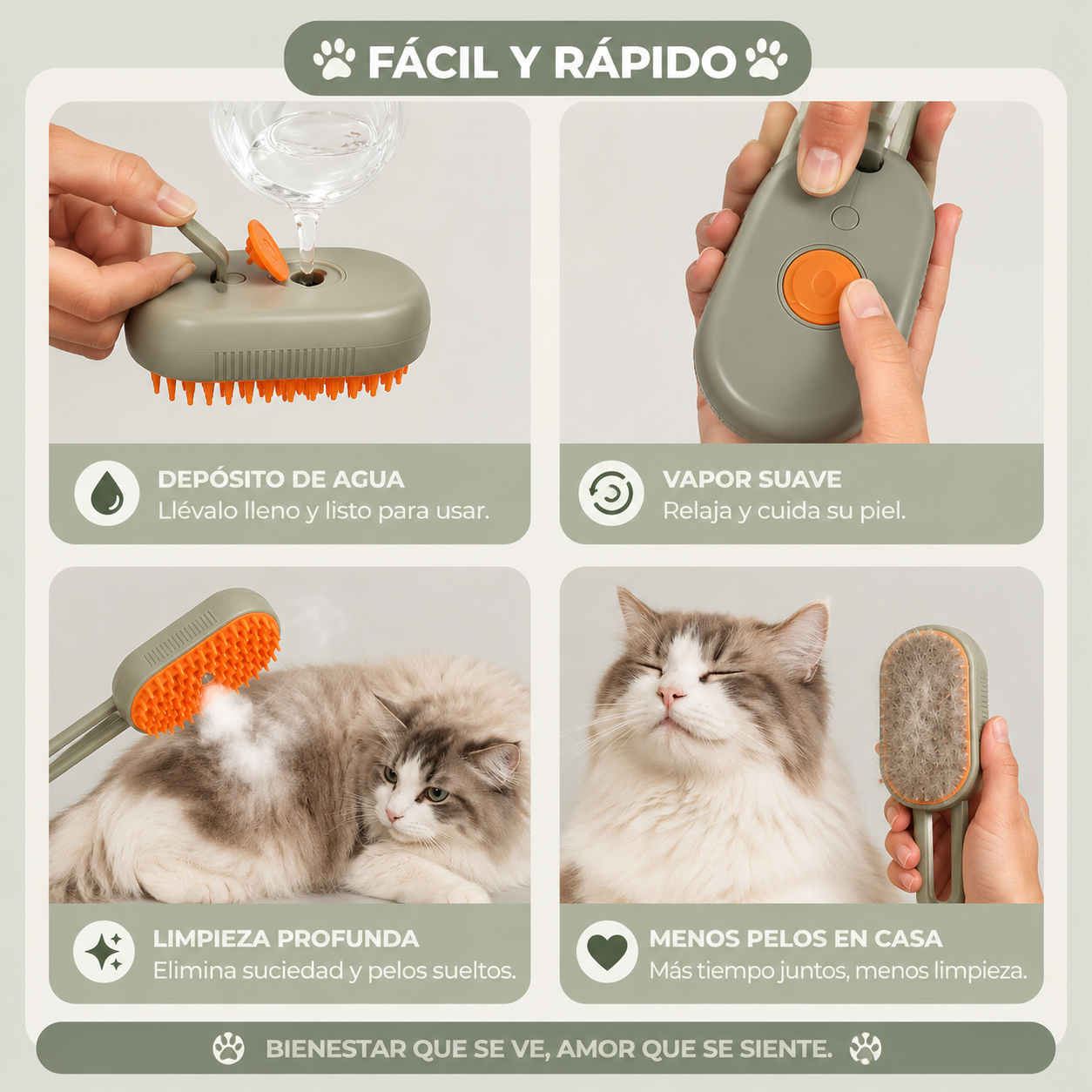 Cepillo Quitapelos Para Mascotas a Vapor - FurCare