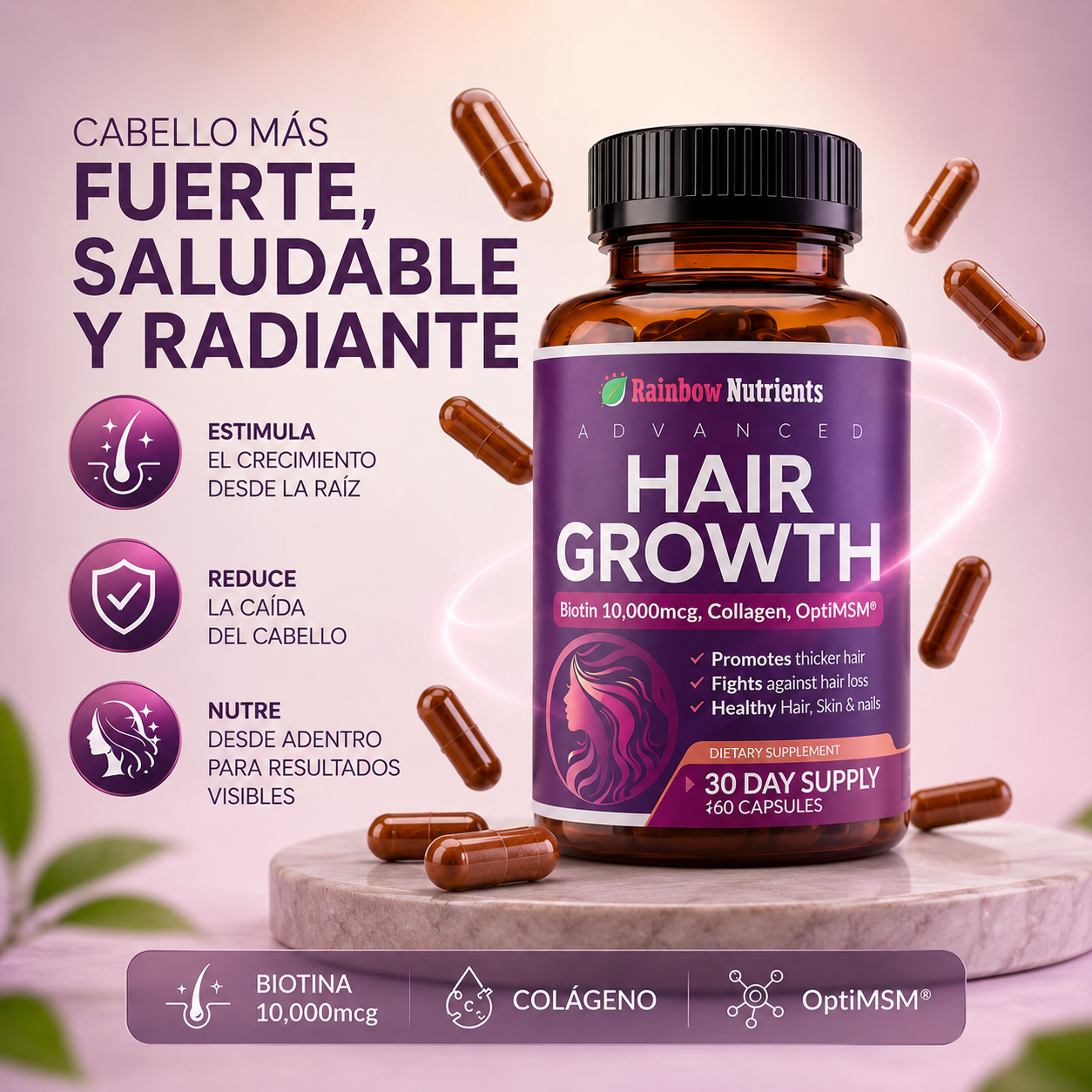 Hair Growth Advanced - Apoya el crecimiento de un cabello más fuerte y abundante.