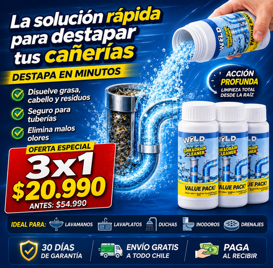 Pack 3x1 - Polvo Destapa Cañerías Formula Profesional