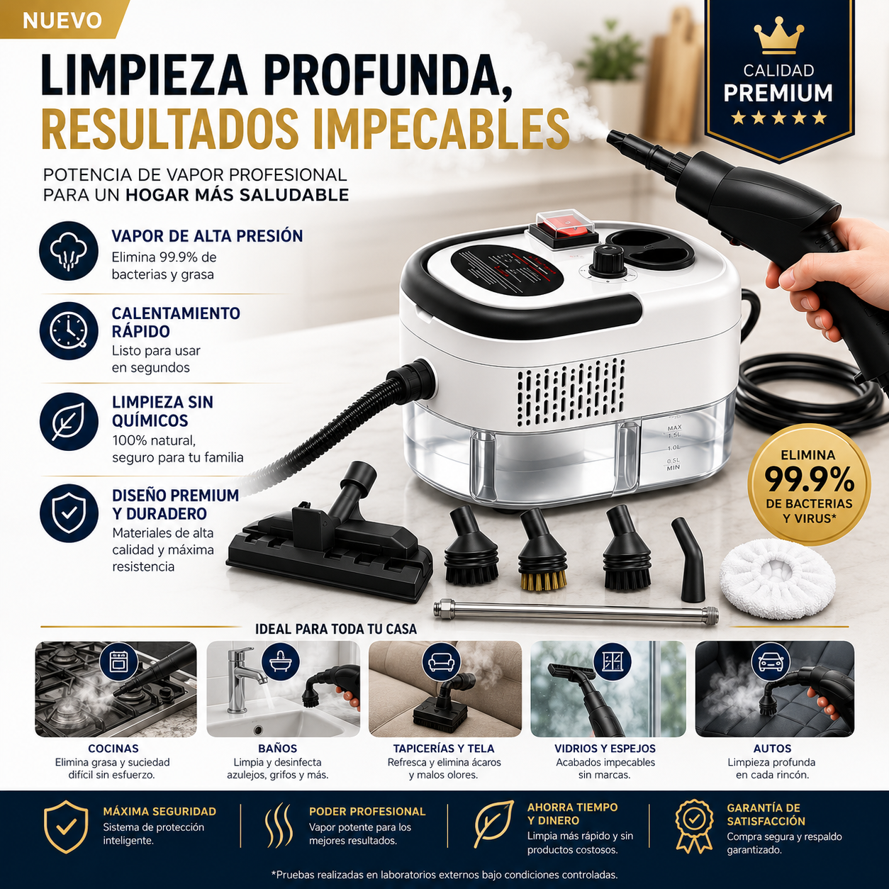 VaporOne™ - Limpiador a Vapor 2500w Premium
